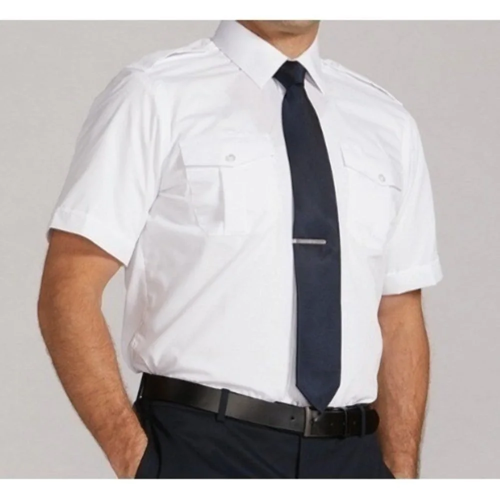 A Cut Above Uniforms Cirrus Pilot Shirt 17.5 XL White Tapered Short Sleeve NWOT